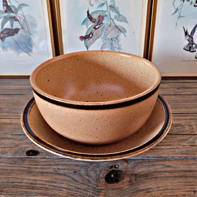 X Saladier et plat rond creux grès de Bourgogne Sarreguemines