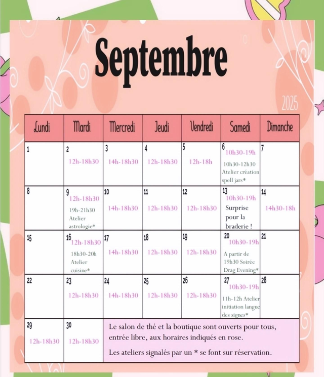 Planning de septembre 2025