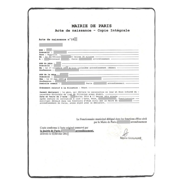Acte de naissance 