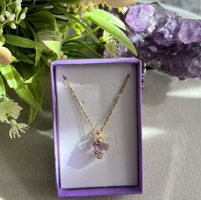 Collana in Ametista grezzo , prov : Uruguay 🇺🇾, acciaio inox 