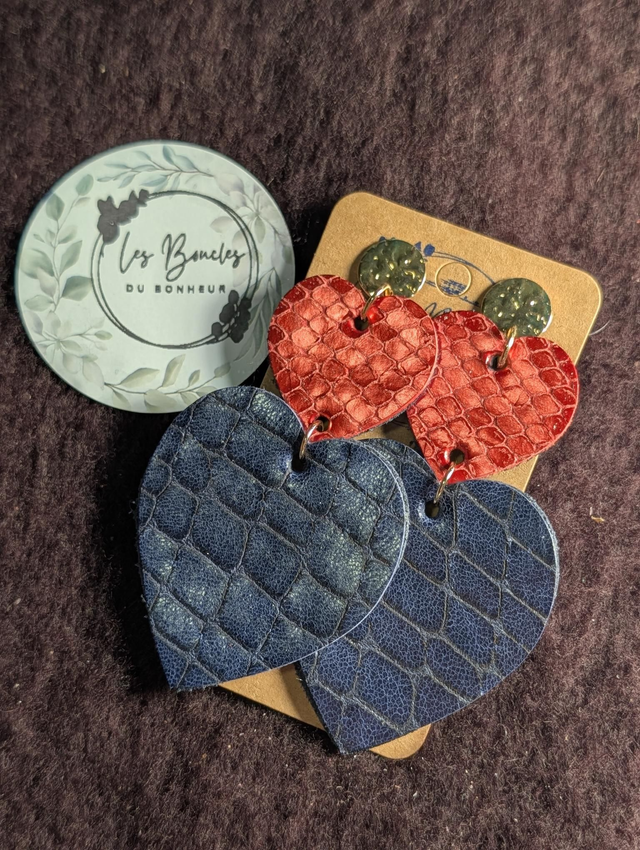 Boucles d'oreilles Marie Laure bleu marine et rouge ml046