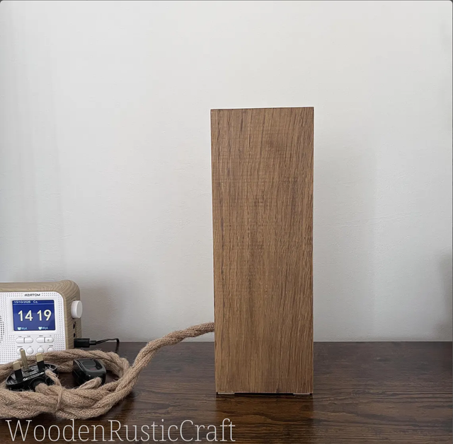 Rustic Oak Farmhouse Lamp with Jute Cord