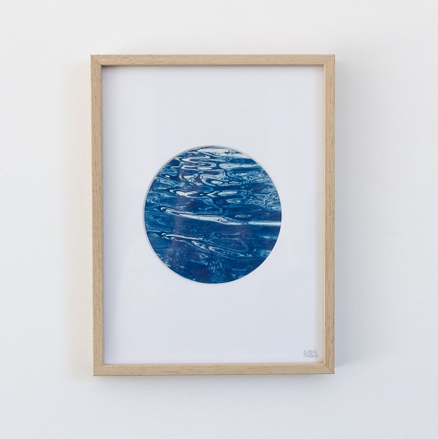 Ondes - Cyanotype encadré - 18x24 cm