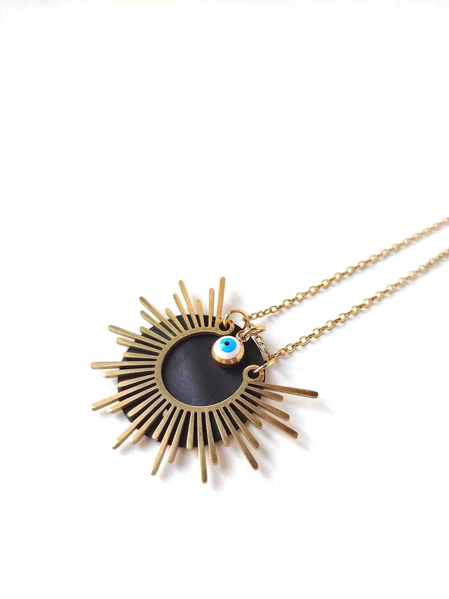 Chaîne avec Pendentif Upcyclé en CHAMBRE à AIR RECYCLÉE - Solaire 