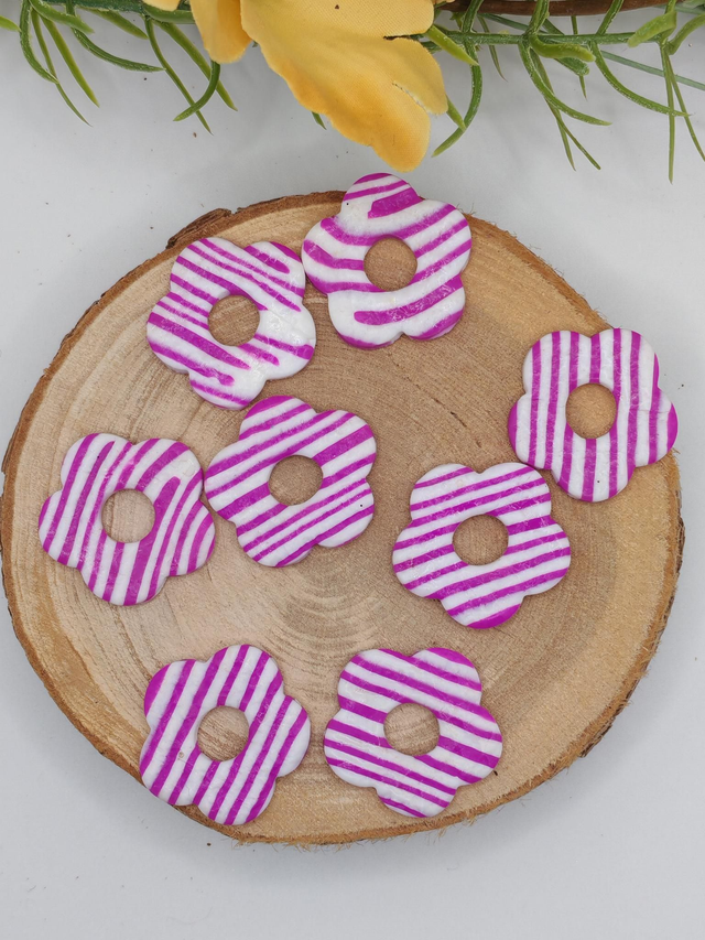 Fleurs Amaya rayées Violet Fluo/blanc