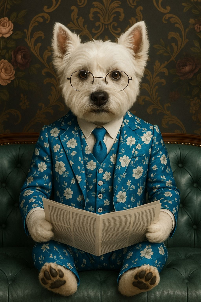 Westie Dapper Dog Framed Canvas Picture