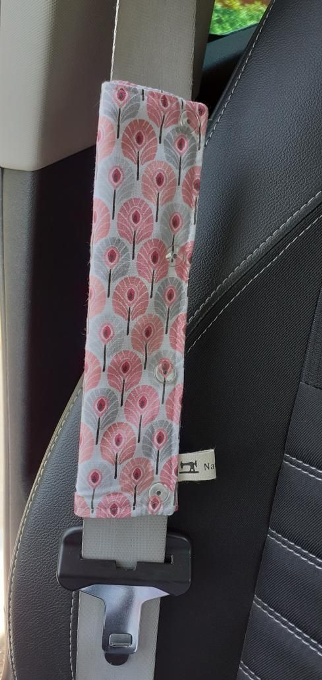 Protège ceinture sécurité Paon Rose