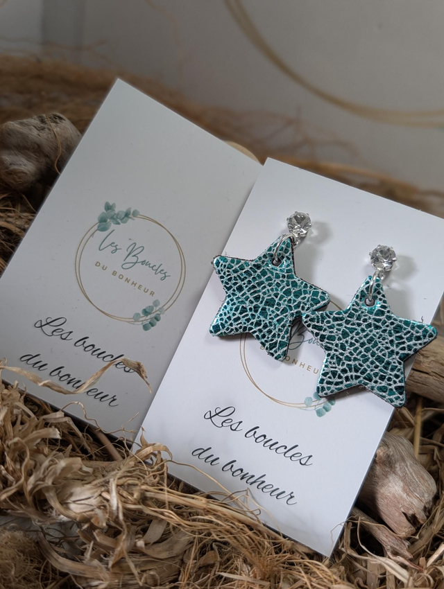 Boucles d'oreilles Petite étoile bleu turquoise st023