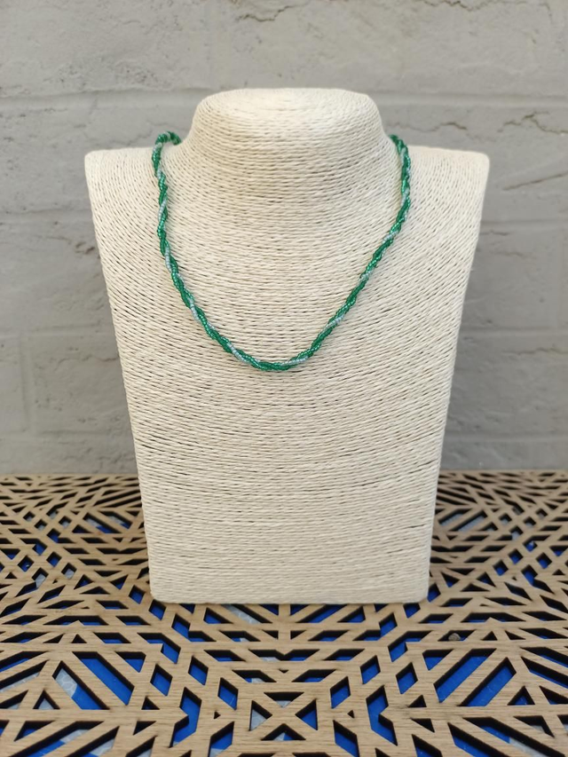 Collier tressé fin - Vert