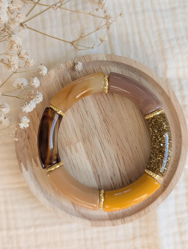 Bracelet jonc Marie orangé terracotta glitter