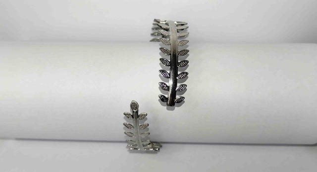Brassard Bracelet de bras laurier minimaliste argent