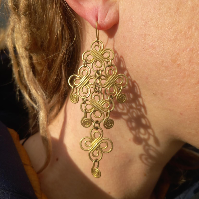 Boucles Laiton trèfles 