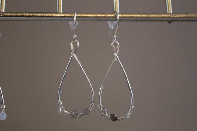 Teardrop wire wrapped crystal earrings 