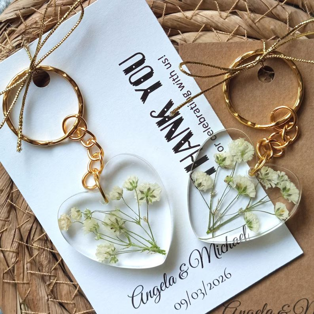 Breloczek serce z gipsówką 