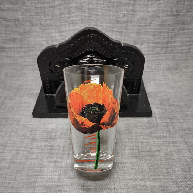 Cerve | Long drink glas (diameter 8 | hoogte 12,5 cm) met &#039;Klaproos Papaver&#039; motief transparant glazen retro design | Vintage