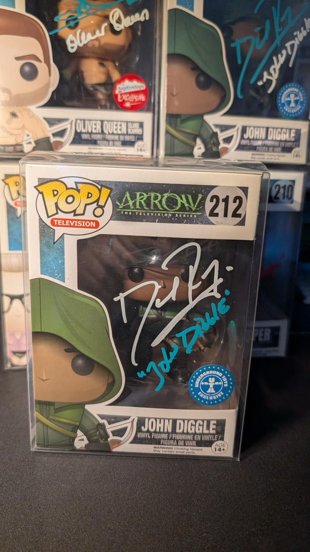 Funko Pop DC Arrow John Diggle 212 Signed By David Ramsey with Monopoly Events COA 