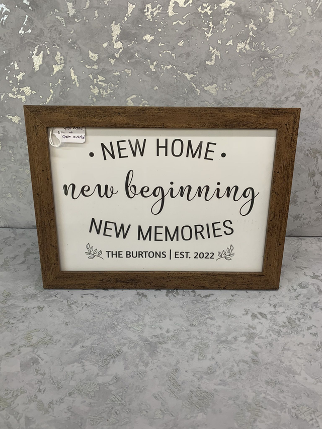 New home, New beginning, new memories frame
