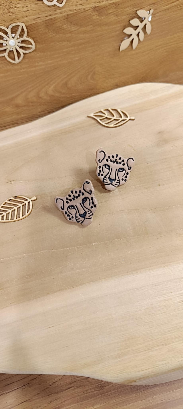 Boucles d'oreilles - tête de léopard