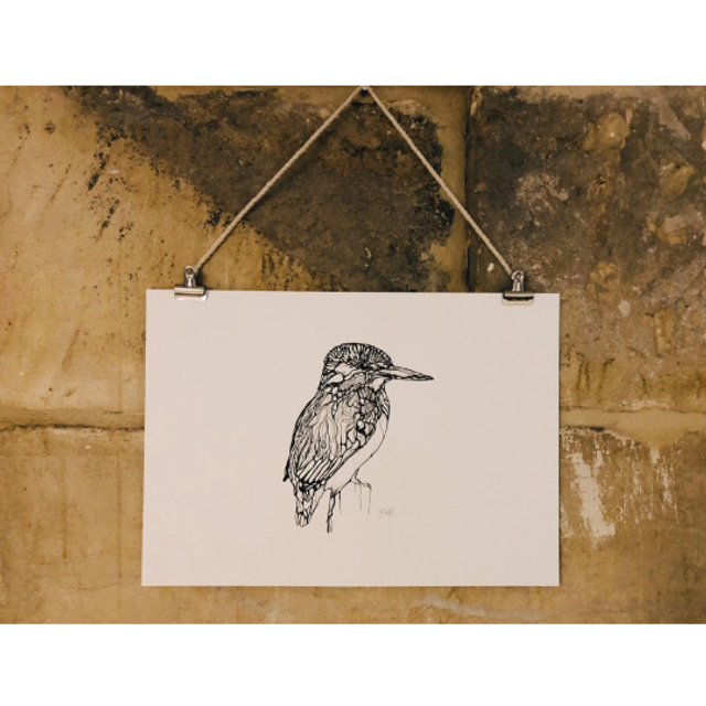 B&W A3 print - kingfisher