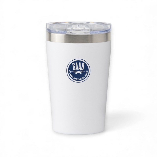 Coffee to go-beker 'Saab Club Nederland' wit