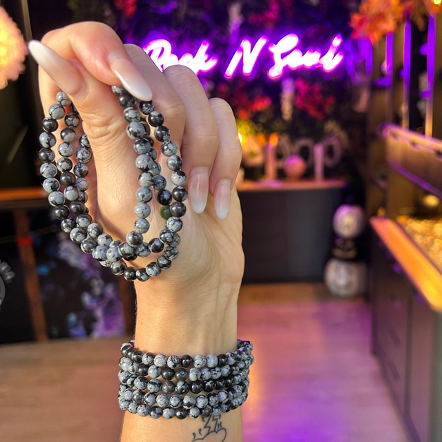 Snowflake Obsidian 6mm Bracelet