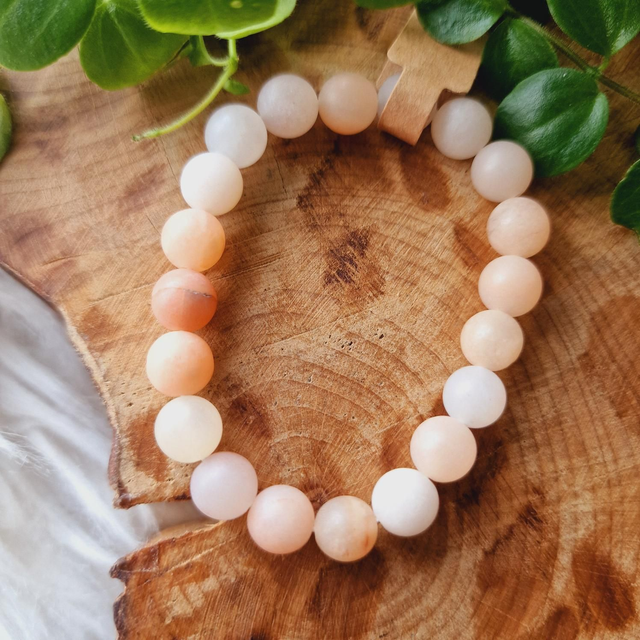 Peach Agate Beaded Bracelet 