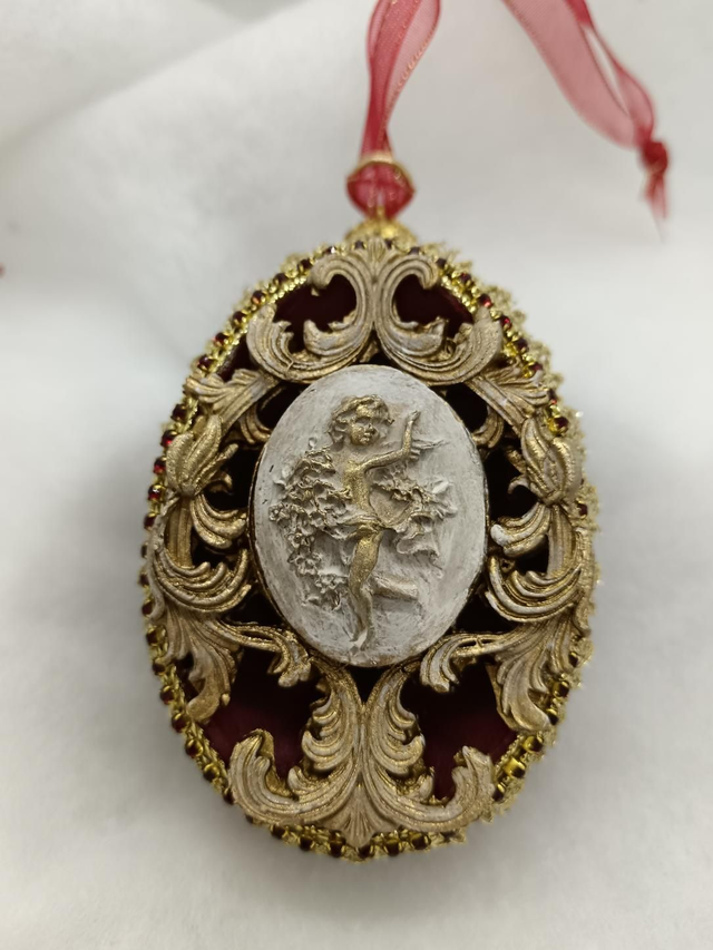 Burgandy and gold angel Goose egg