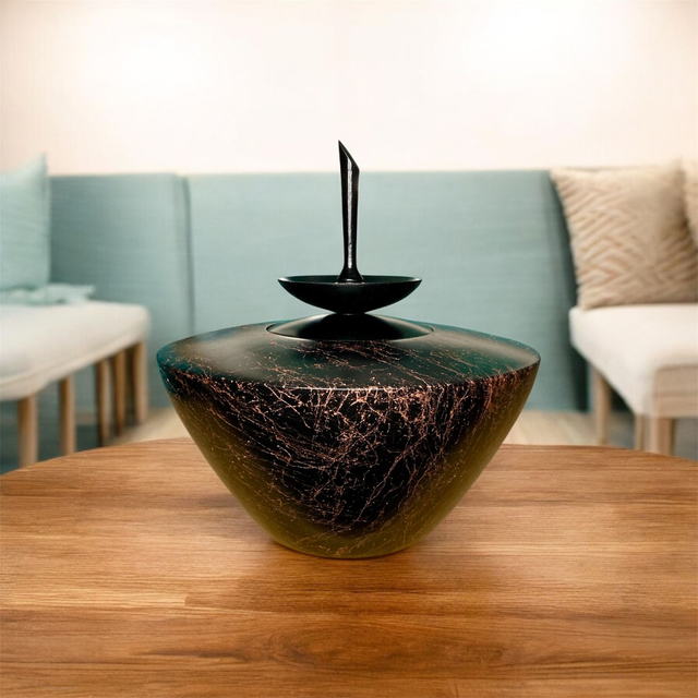 black marble effect finial pot