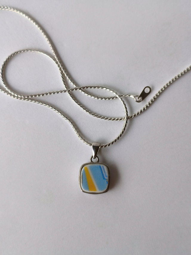 Pendentif carré - porcelaine - Mavaleix Limoges