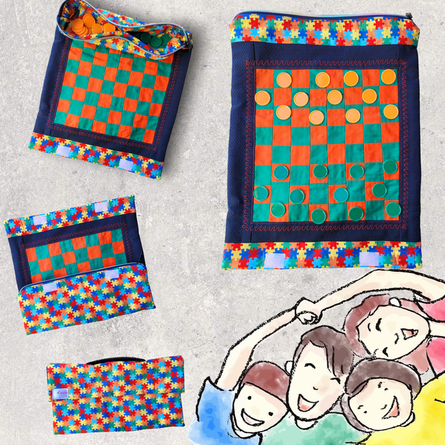 Jeu de Dames &quot;motifs Puzzles&quot;