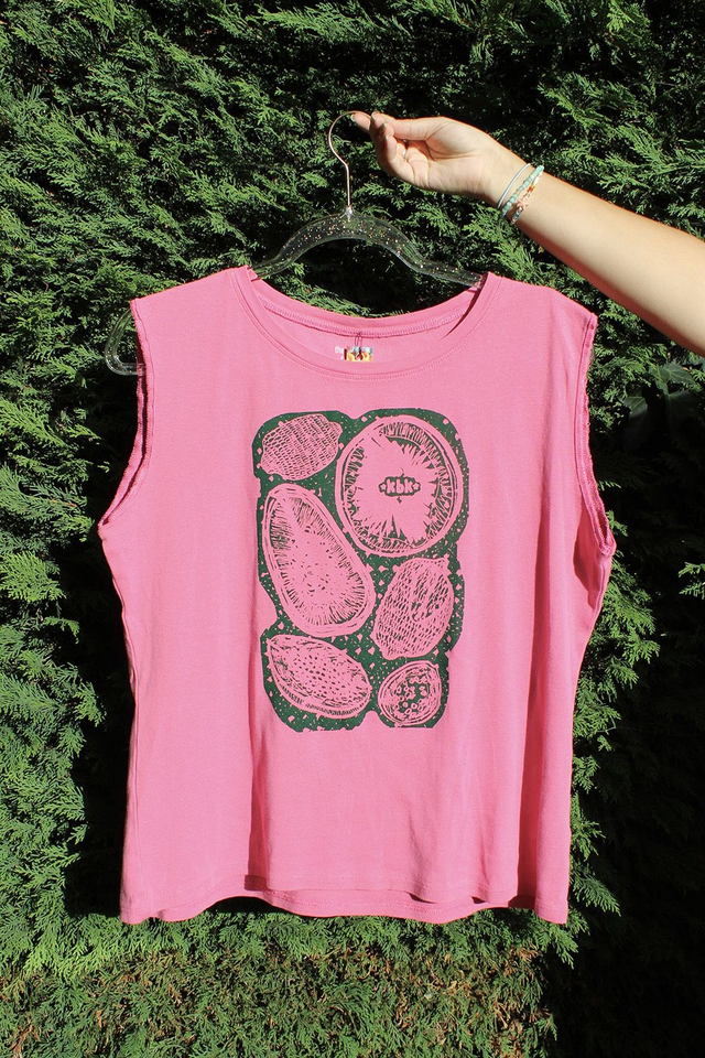Pink and Green Fruity Printed Vest