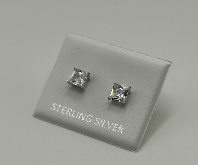 Square CZ Diamond Earrings
