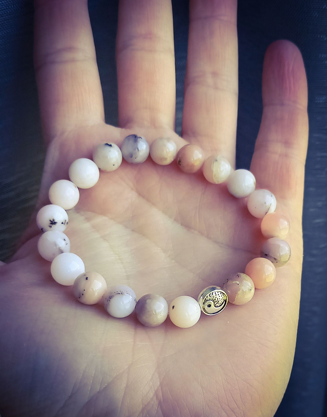 Opale rose Bracelet perles  8 MM élastiqué