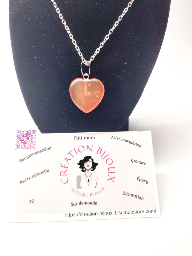 Collier coeur en cornaline 