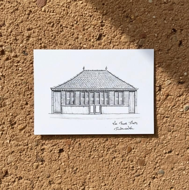 Carte postale blanc A6 - case créole #3 - Les Trois Ilets - Martinique - reproduction