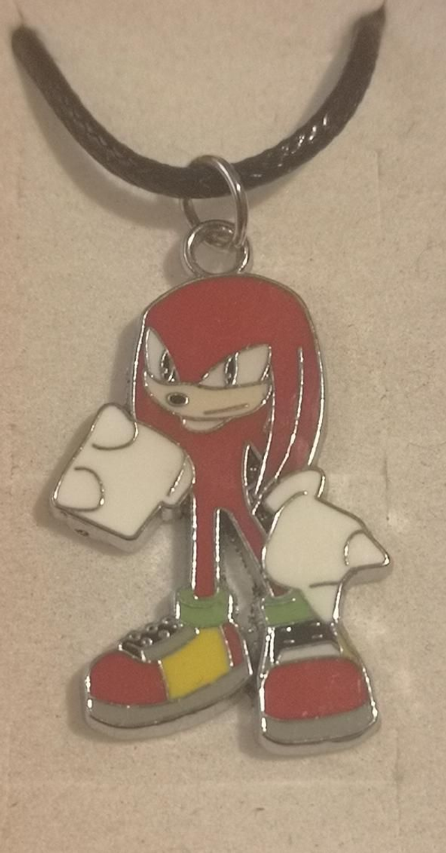 Enamel Sonic The Hedgehog Knuckles Pendant Necklace. 