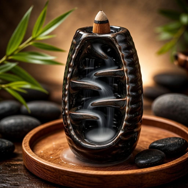 "Cascade chinoise" - Fontaine à encens - Céramique