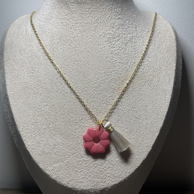 Collier Chaîne Fine Doré Rose Pailleté