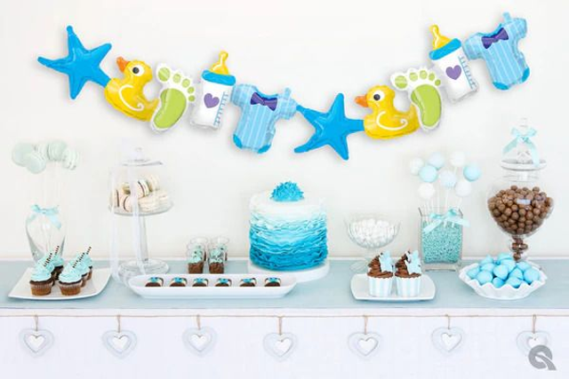 FOIL BALLOON GARLAND: QUALATEX 41" BABY BOY GARLAND (AIR-FILL ONLY)