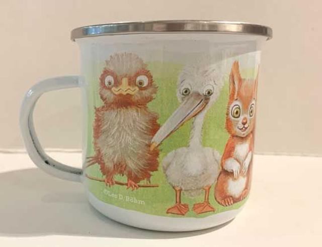 Emailletasse "Happy Animals" / Enamel Mug "Happy Animals" (weiß)