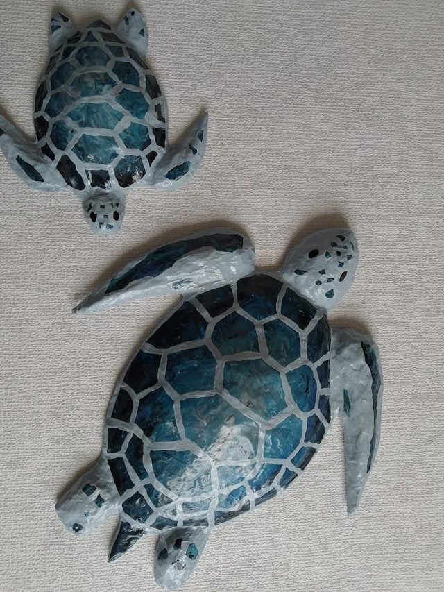 TORTUE DE MER, papier mâché, fait main, décoration ou cadeau unique, 31cm