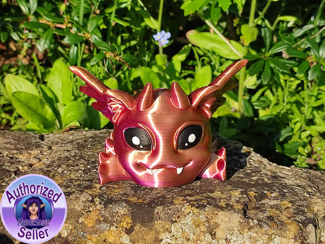 3D Printed Articulated Dragon Puff – Cute Poseable Fantasy Dragon Figurine