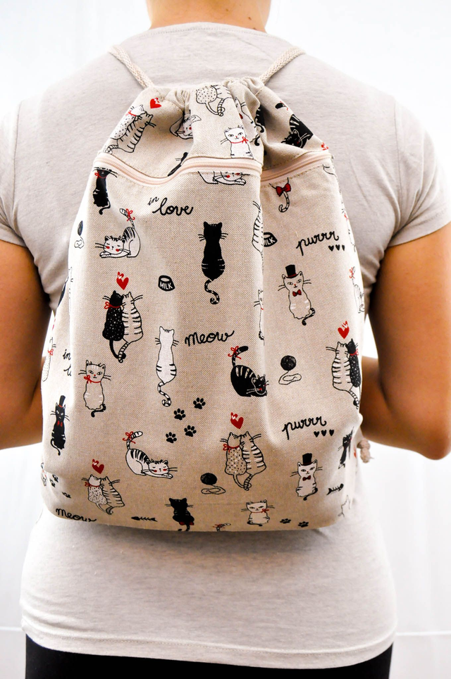 Little Cat Lovers Print Backpack