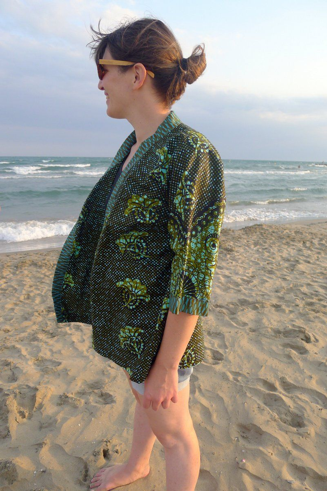 Veste kimono unisexe - Coton wax - Imprimé BUNTU