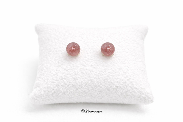 Boucles d’oreilles puces Quartz Fraise