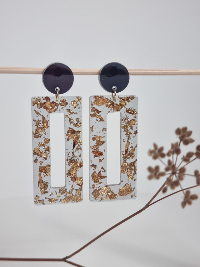 Rectangle : Noir feuilles dorées