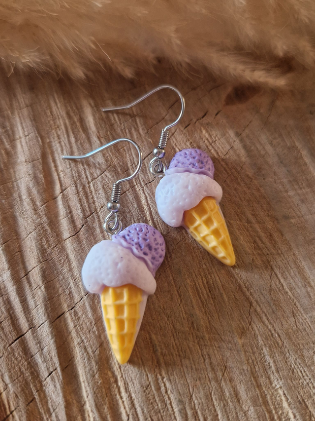Boucles d'oreilles "Cornets de glace" - Modèle lavande