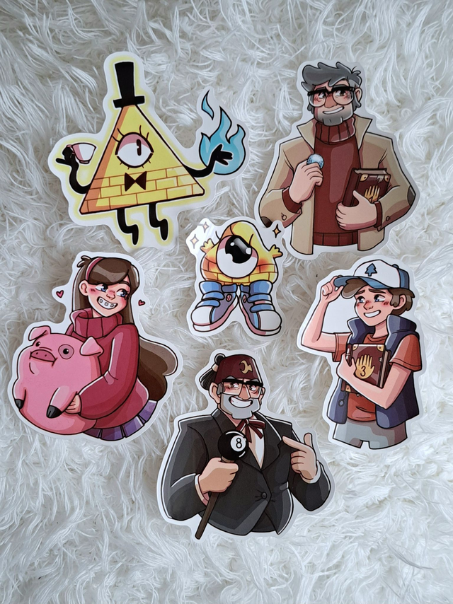 Samolepky s postavami Gravity Falls