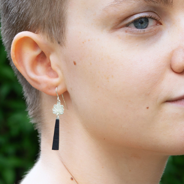 Boucles d'oreilles Calyx - Argent, noir