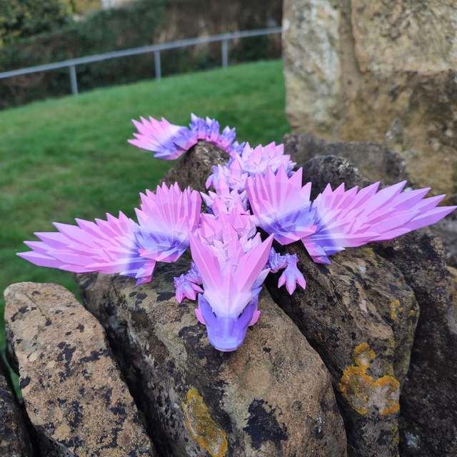 Crystal Winged Dragon – Articulated Fantasy Figurine &amp; Unique Gift for Dragon Lovers, 3D Printed Crystal Winged Dragon 